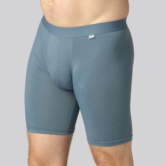 Bamboe onderbroek in staalblauw met extra lange pijpen voor mannen