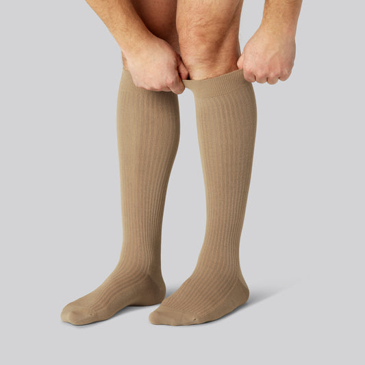 Bamboe compressiekousen in beige voor heren