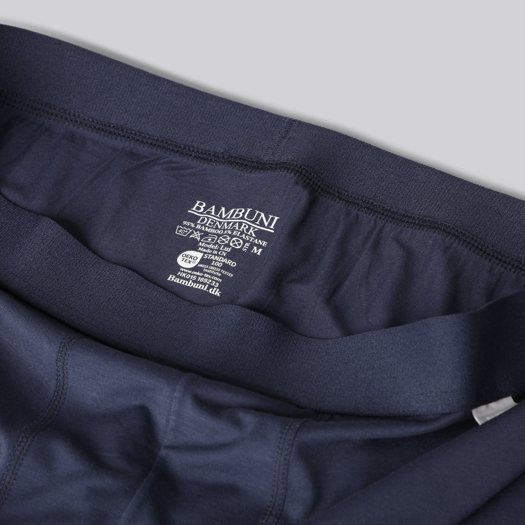 Bamboe slip in marineblauw met marineblauwe elastische band voor heren