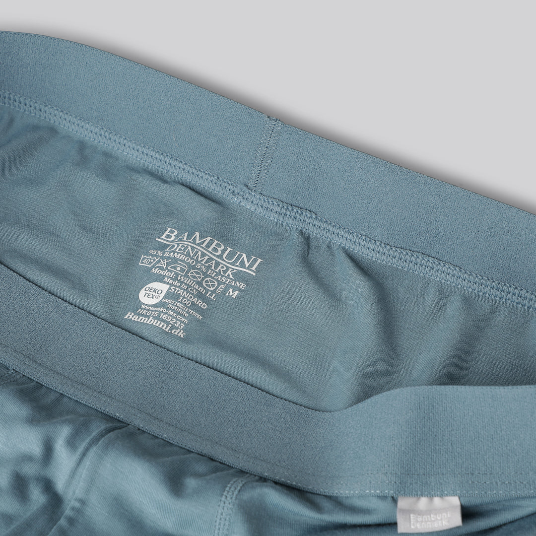 Bamboe onderbroek in staalblauw met extra lange pijpen voor mannen