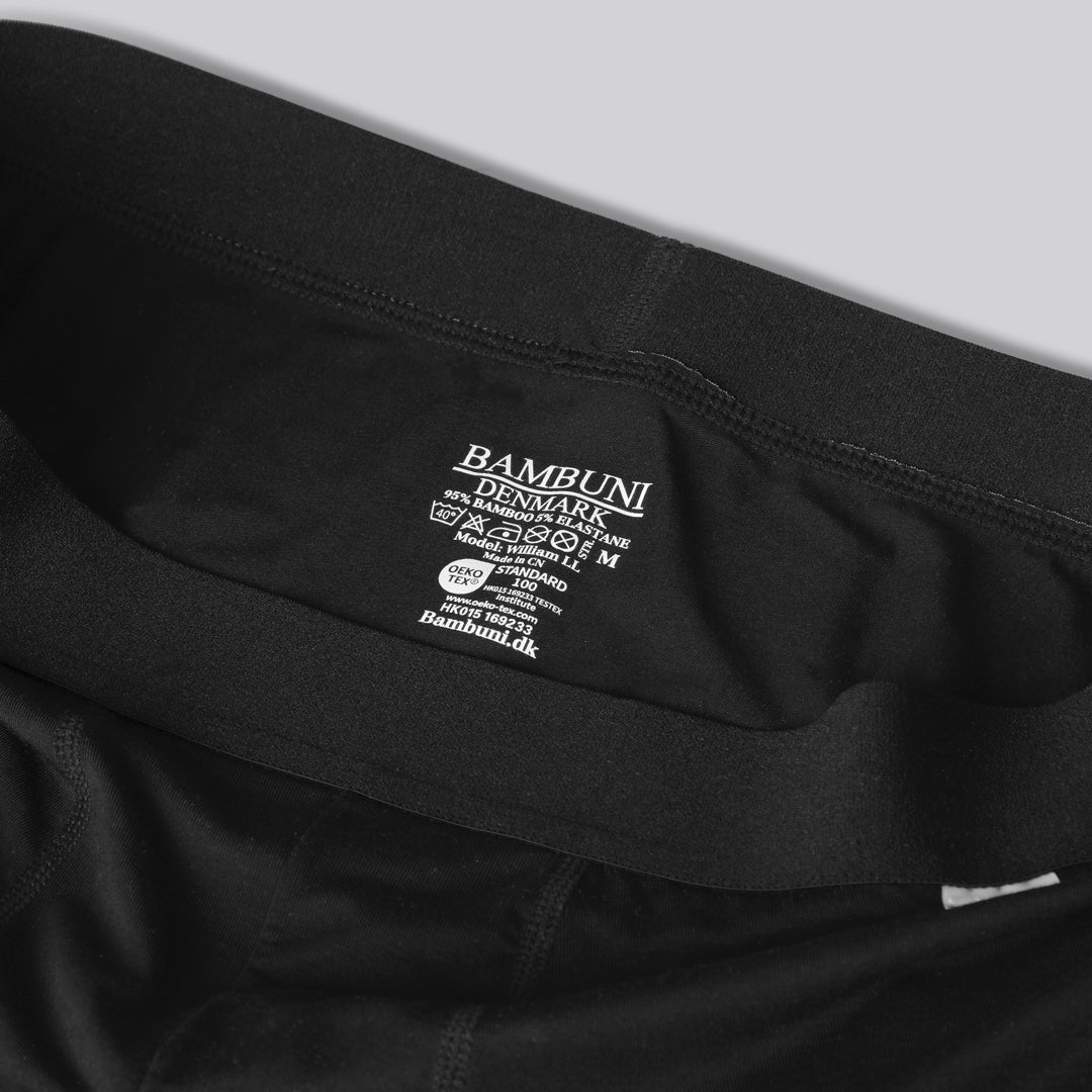 Bamboe onderbroek in zwart met extra lange pijpen voor mannen