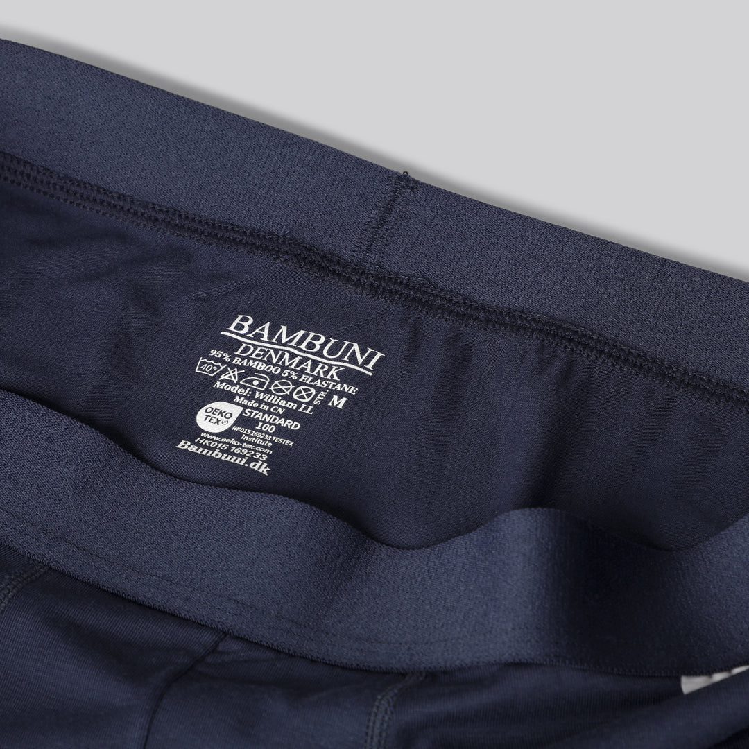 Bamboe onderbroek in marineblauw met extra lange pijpen voor mannen