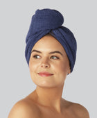 Bamboe haarturban in marineblauw