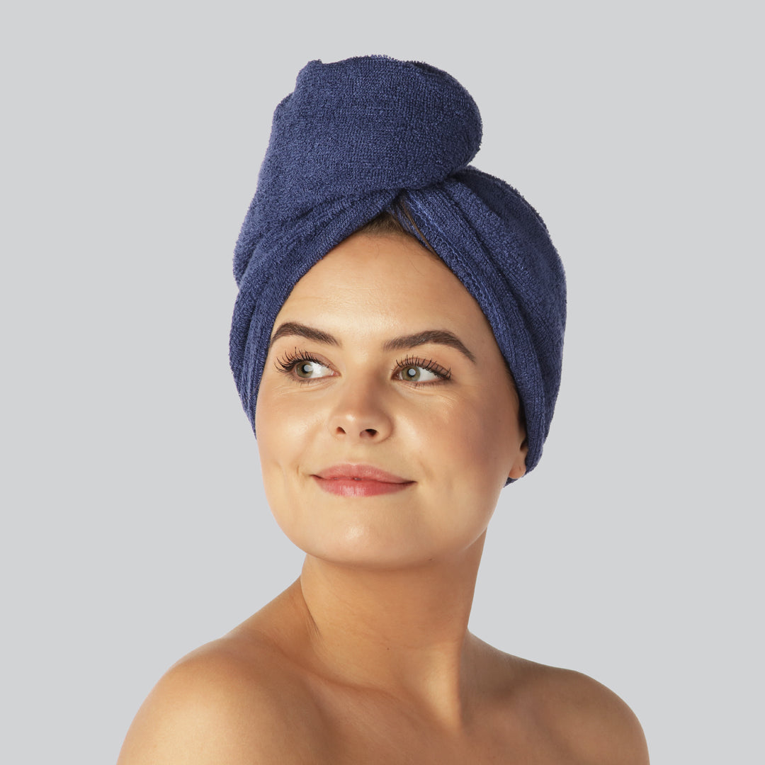 Bamboe haarturban in marineblauw