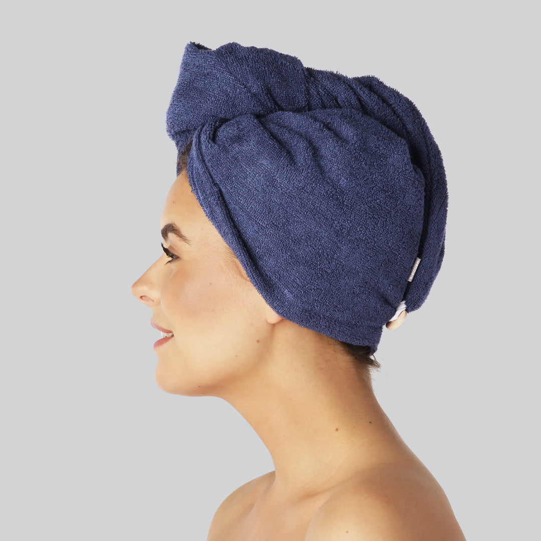 Bamboe haarturban in marineblauw